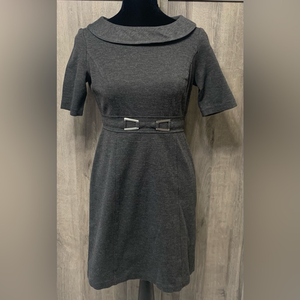 Classic White House Black Market Business Casual Gray A-line Dress Womens Size 0